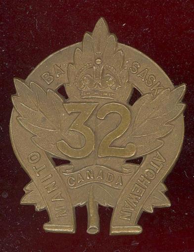 Canadian 32nd Manitoba & Saskatchewan WW1 CEF OR's cap badge 