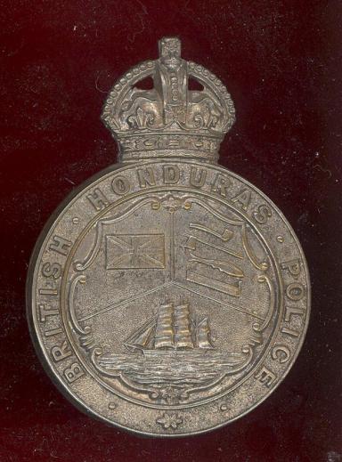 British Colonial British Honduras Police helmet plate