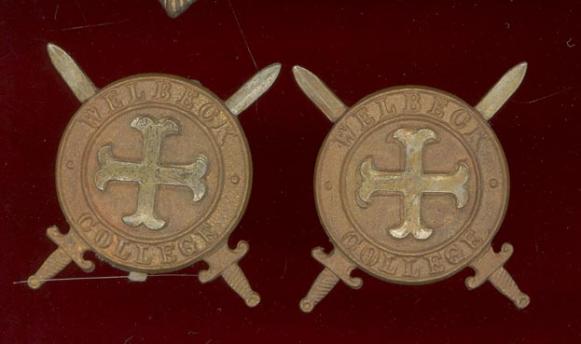 Welbeck College O.T.C. Officer Cadet collar badges