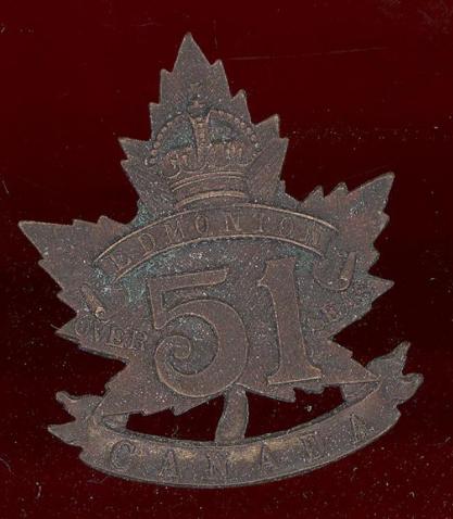 Canadian 51st Edmonton Bn. WW1 CEF cap badge 