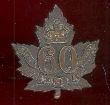 Canadian 60th Montreal Bn. WW1 CEF cap badge 
