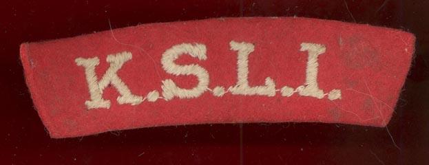 K.S.L.I. King's Shropshire Light Infantry WW2 cloth shoulder title