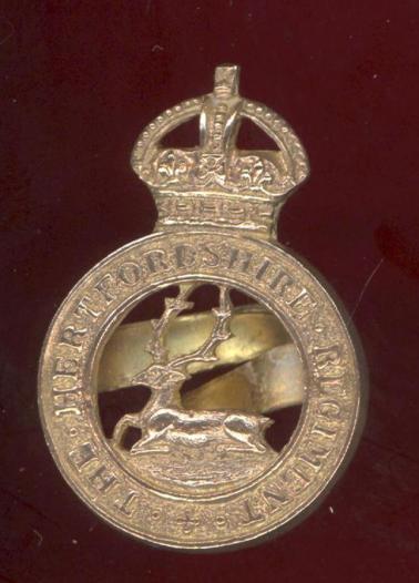 The Hertfordshire Regiment WW1 Officer's dress cap badge