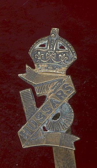 13th Hussars WW1 O/R's field service cap badge