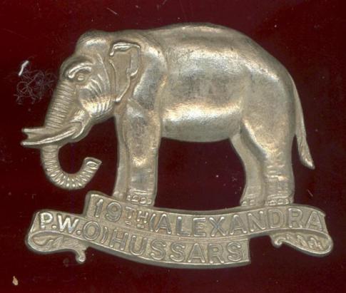 19th (Alexandra P.W.O.)Hussars OR's double scroll cap badge 