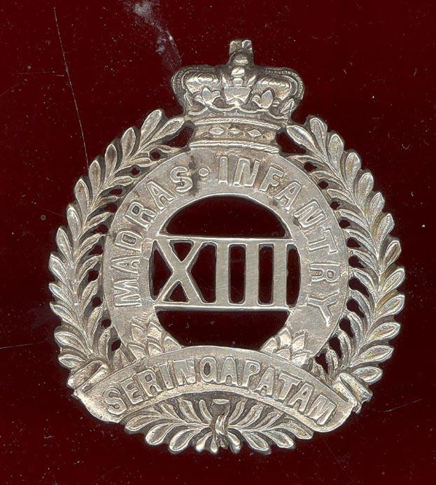 Indian Army. 13th Madras Infantry Victorian Officer’s head-dress.