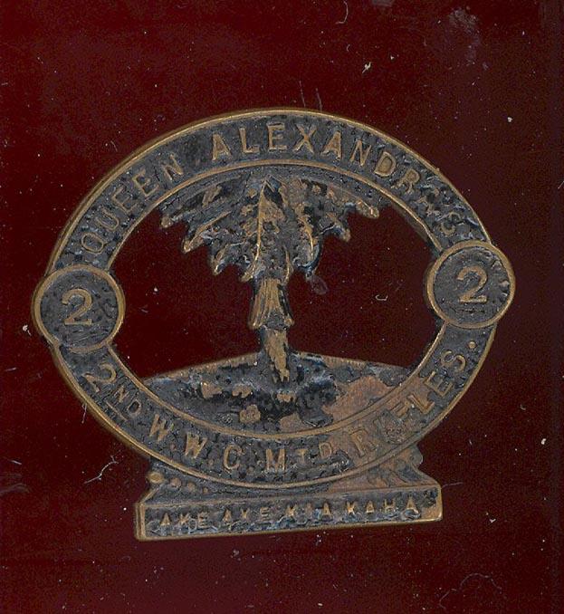 New Zealand 2nd Queen Alexandra's (Wellington West Coast) Mounted Rifles cap badge