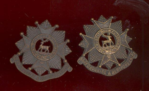 Bedfordshire & Hertfordshire Regiment Officer's OSD collar badges