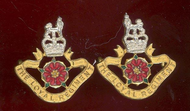 The Loyal Regiment Officer's  dress collar badges