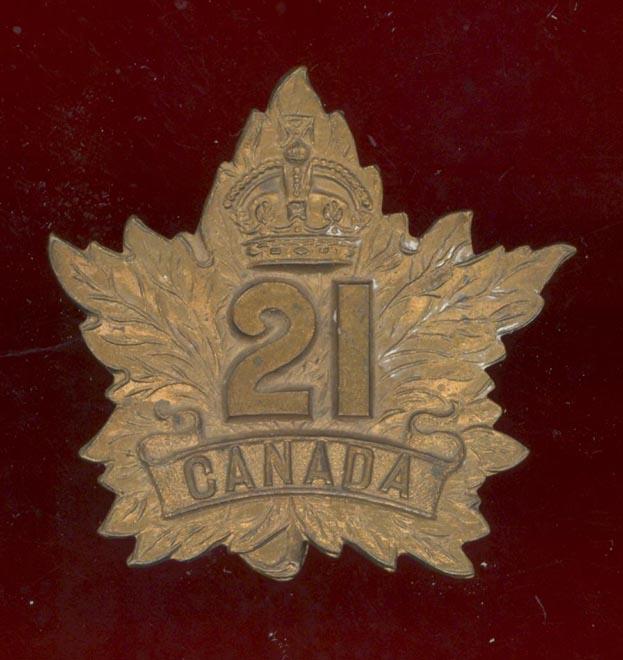 Canadian 21st Kingston Ontario Bn. WW1 CEF cap badge