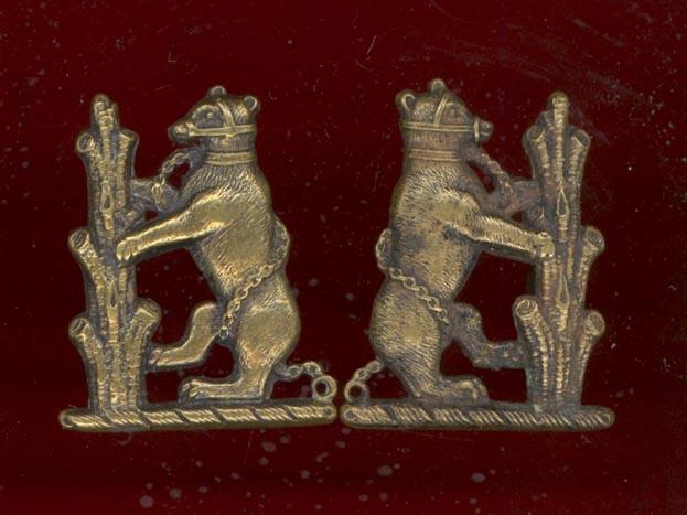 2nd Warwickshire Rifle Volunteer Corps Victorian collar badges