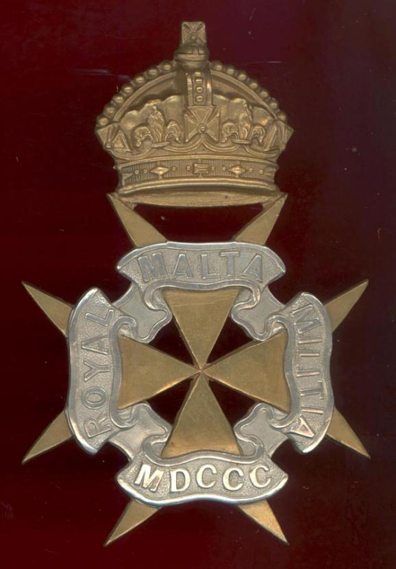Royal Malta Militia Victorian OR’s helmet plate