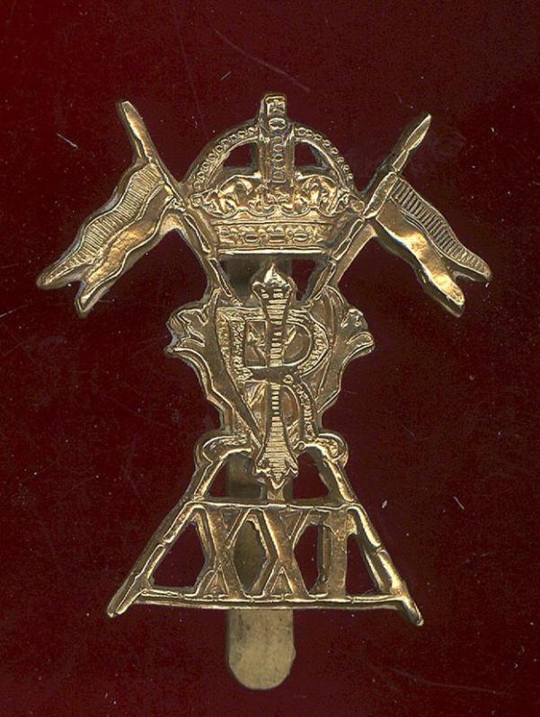 21st (Empress of India's) Lancers WW1 Other Ranks cap badge