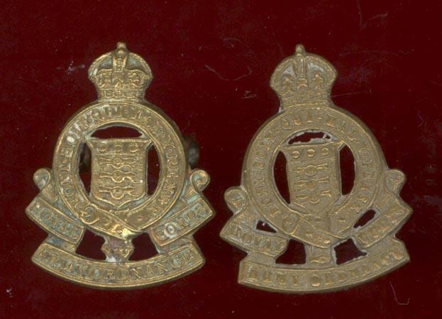 Royal Army Ordnance Corps OR's collar badges
