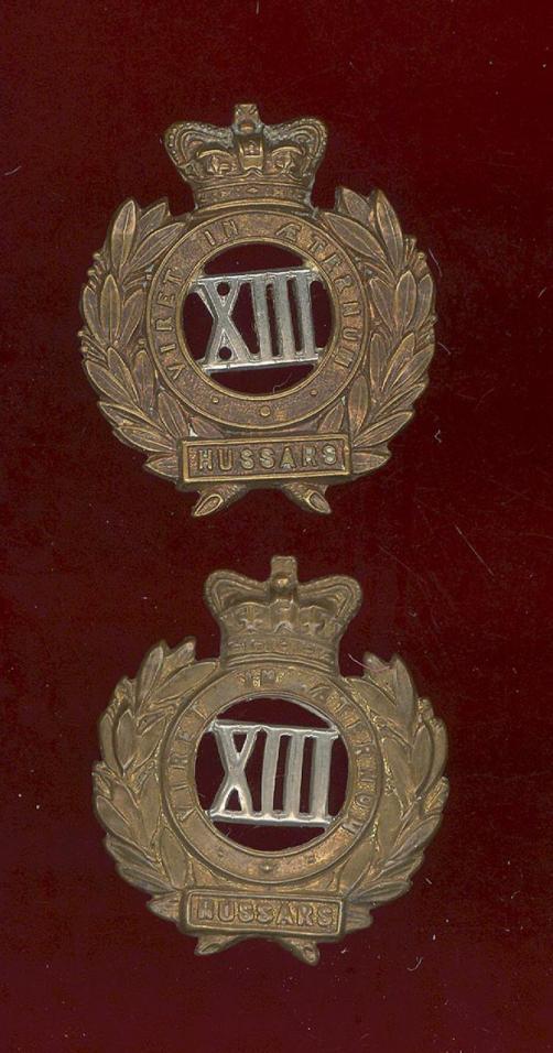 13th Hussars Victorian OR's collar badges