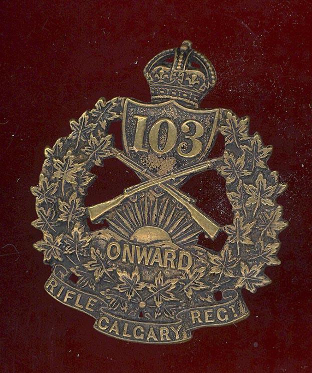 Canadian Militia 103rd Calgary Rifle Regiment cap badge