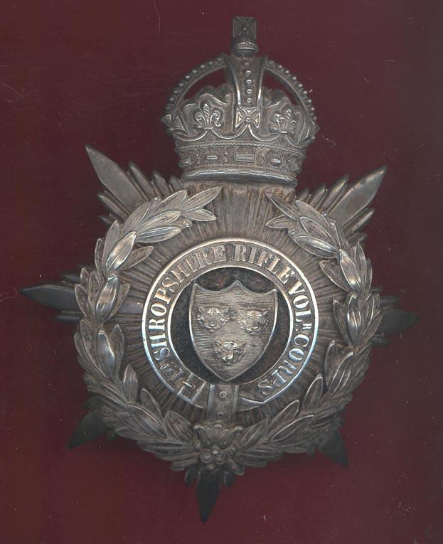 1st Shropshire Rifle Volunteer Corps Edwardian Officer’s Helmet Plate