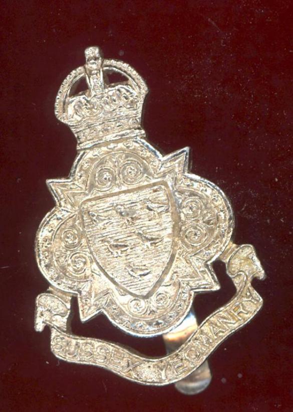 The Sussex Yeomanry King's Crown staybright cap badge