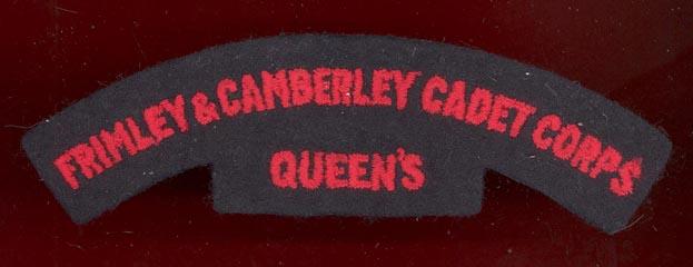 FRIMLEY & CAMBERLEY CADET CORPS / QUEEN'S cloth shoulder title