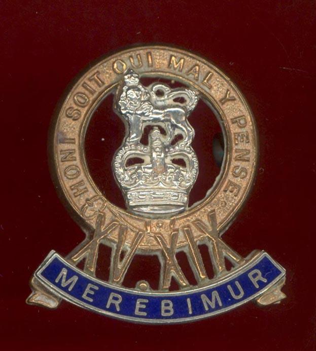 15th/19th King's Hussars Officer's cap badge