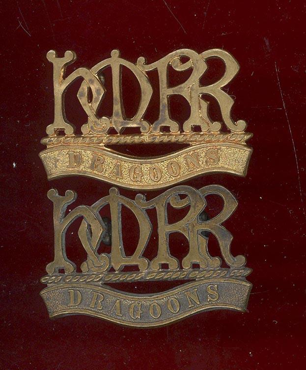 Boer War H.M.R.R. / DRAGOONS collars / shoulder titles