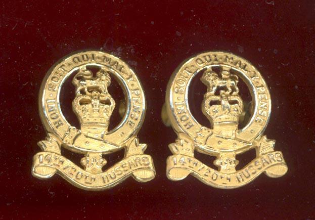 14th/20th King's Hussars Oficer's dress collar badges