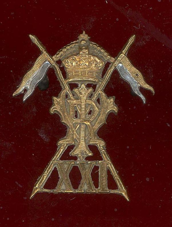 21st (Empress of India’s) Lancers Victorian  OR’s cap badge.