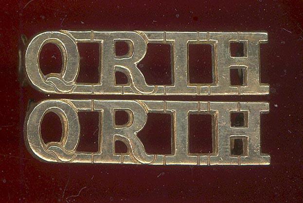 Q.R.I.H. Queen's Royal Irish Hussars Officer's shoulder titles