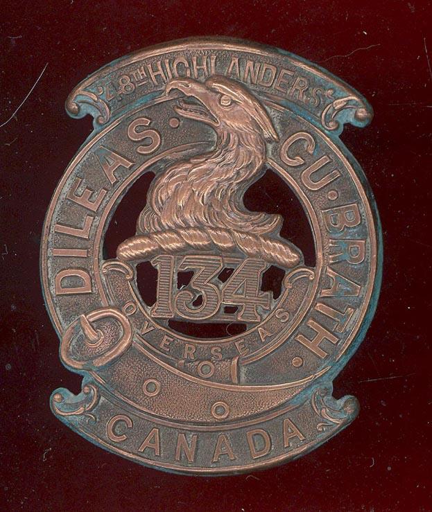 Canadian 134th (48th Toronto Highlanders ) Bn. WW1 CEF glengarry badge