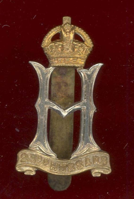 23rd Hussars WW2 OR's cap badge