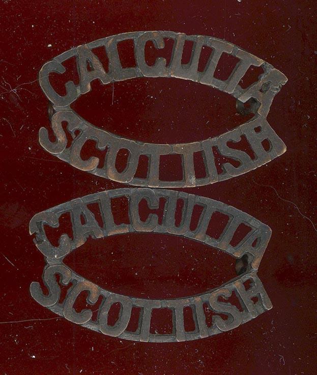 Indian Army. Calcutta Scottish WW1 Officer’s shoulder titles.