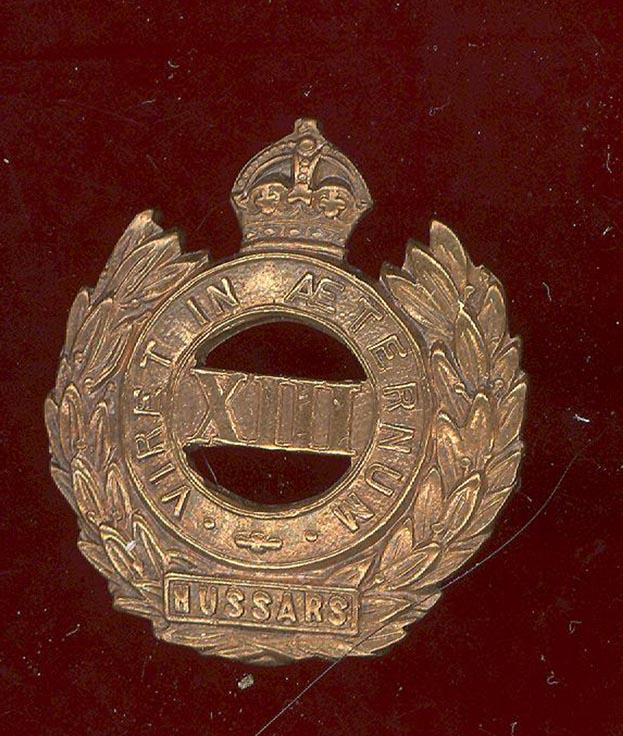 13th Hussars Edwardian  badge