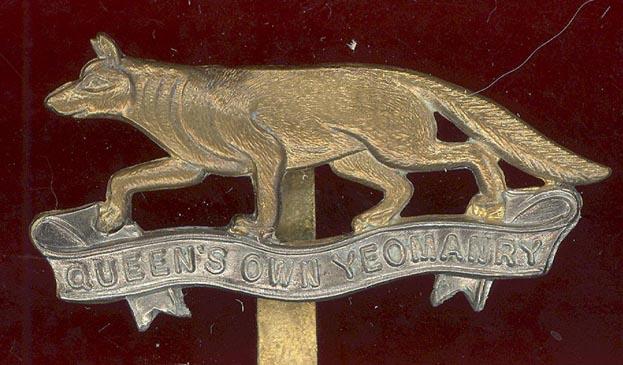 The Queen's Own Yeomanry metal beret badge