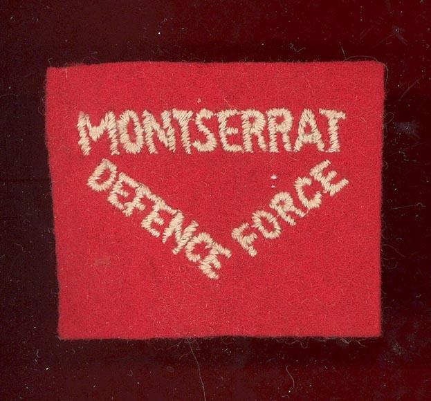 Montserrat Defence Force cloth shoulder title / pagri badge