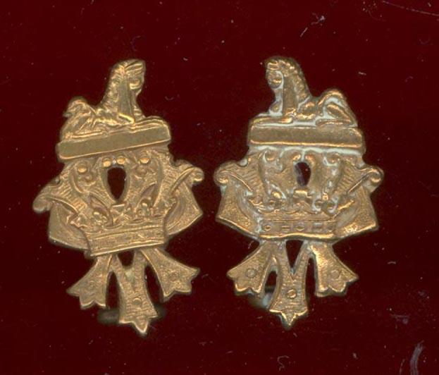 Princess Victoria's Royal Irish Fusiliers Victorian monogram collar badges