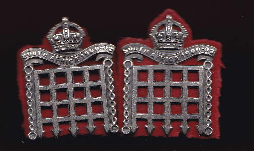 16th County of London Bn. Queen's Westminster Rifles Officer's collar badges