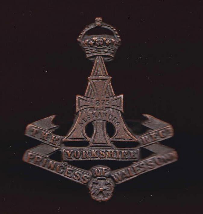Alexandra,PWO Yorkshire Regiment Officer's OSD cap badge