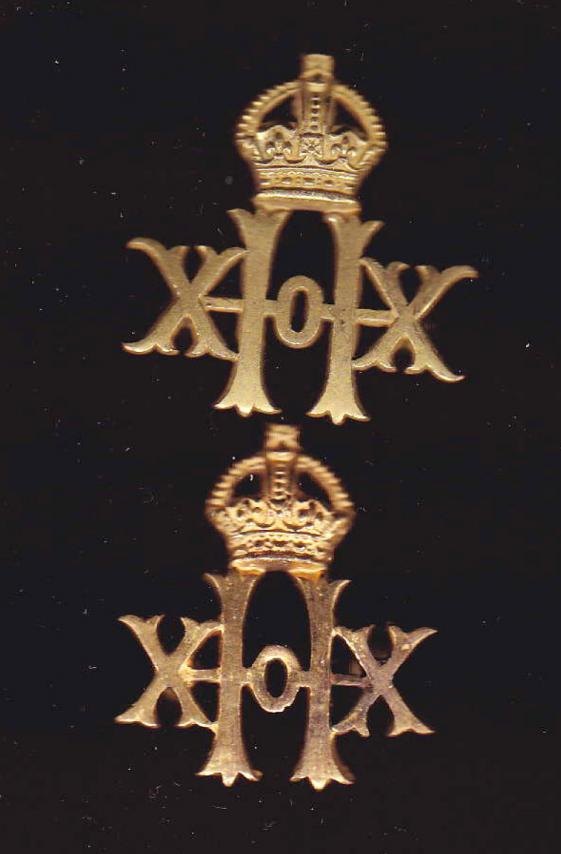 20th Hussars WW1 Officer's dress collar badges