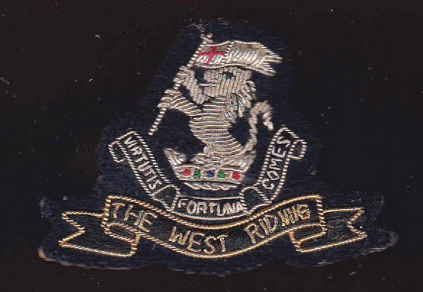 Duke of Wellington’s West Riding Regiment Officer’s bullion beret  badge