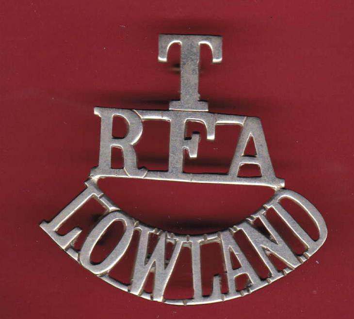 T / RFA / LOWLAND pre WW1 shoulder title