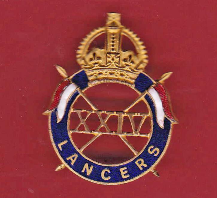 24th Lancers WW2 Officer's Dress cap badge