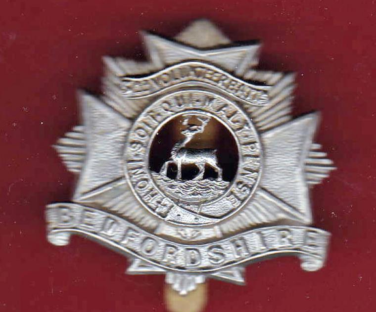 3rd VB Bedfordshire Regiment OR’s white metal cap badge .