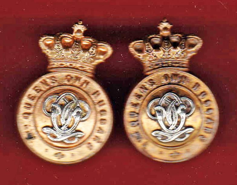 7th Queen's Own Hussars Victorian OR's collar badges