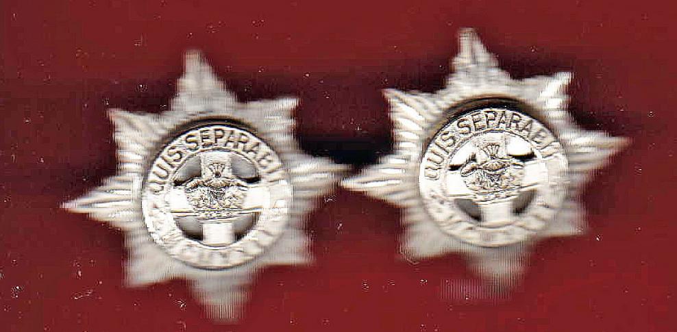 4th/7th Royal Dragoon Guards Officer's H/M silver collar badges