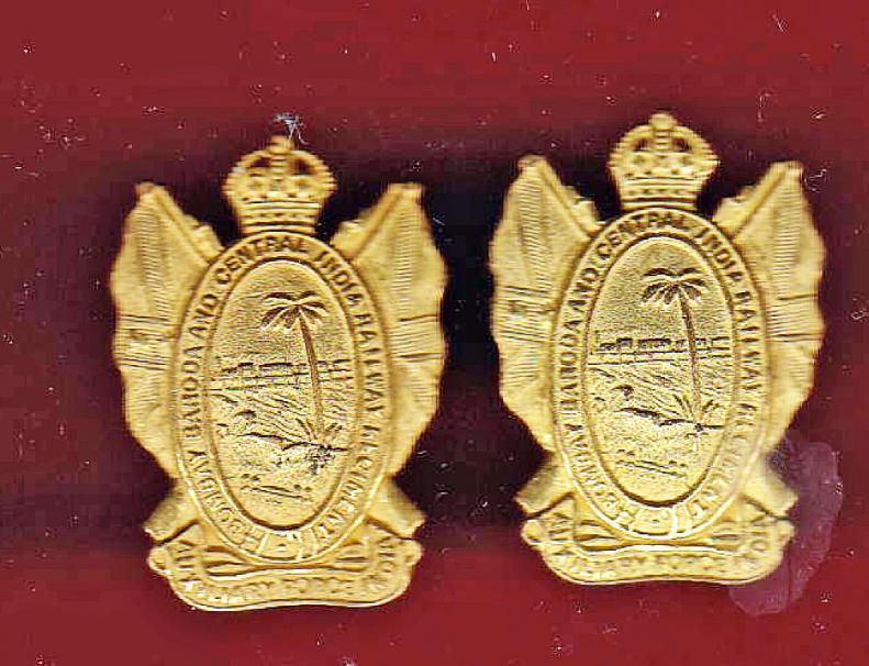 Indian Army. Bombay, Baroda & Central India Railway Regiment Officer’s collar badges
