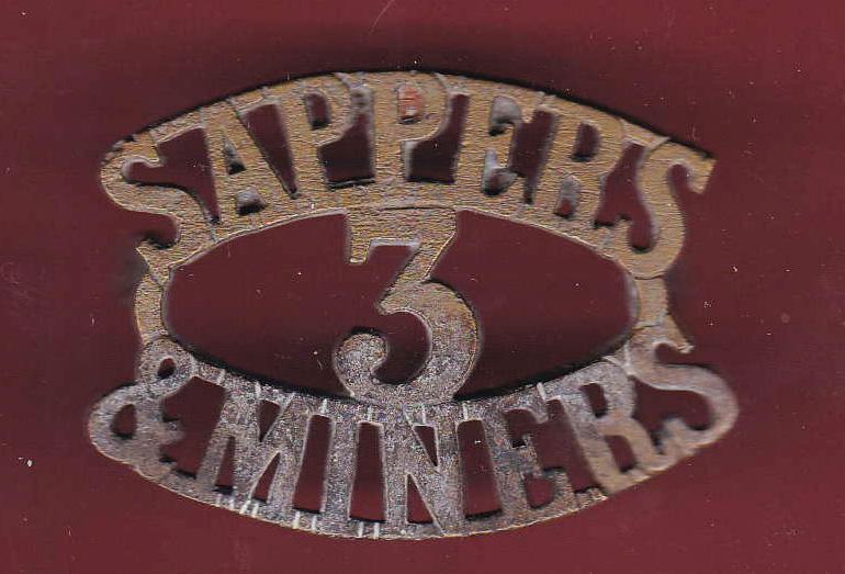 Indian Army SAPPERS / 3 / & MINERS WW1 shoulder title