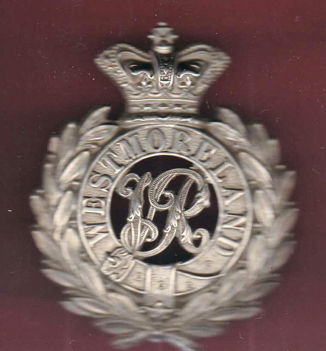 Westmoreland Rifle Volunteers Victorian OR’s shako plate circa 1861-68.