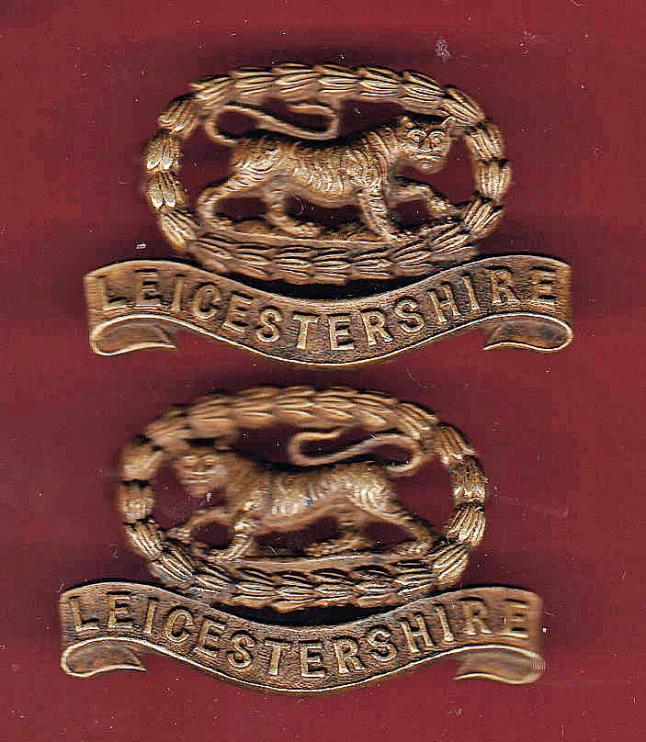 Leicestershire Regiment Officer's K.D. collar badges