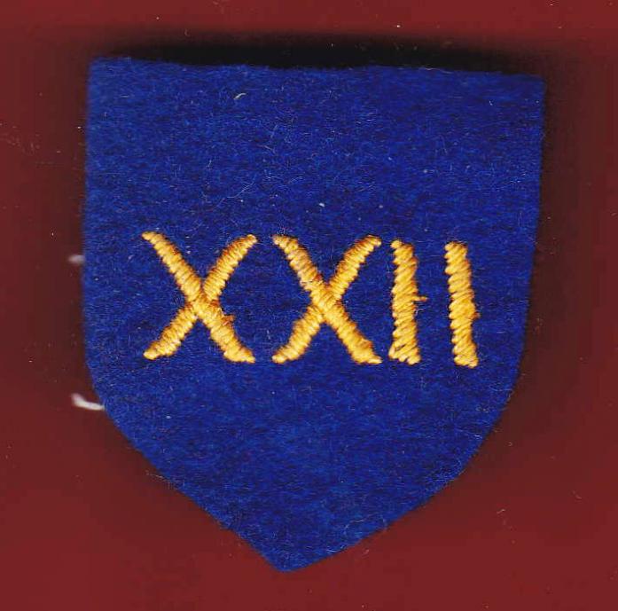 22nd Engineer Group Royal Engineers WW2 cloth formation sign