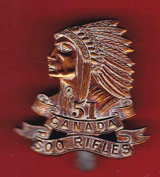 Canadian Militia 51st Bn. Soo Rifles cap badge